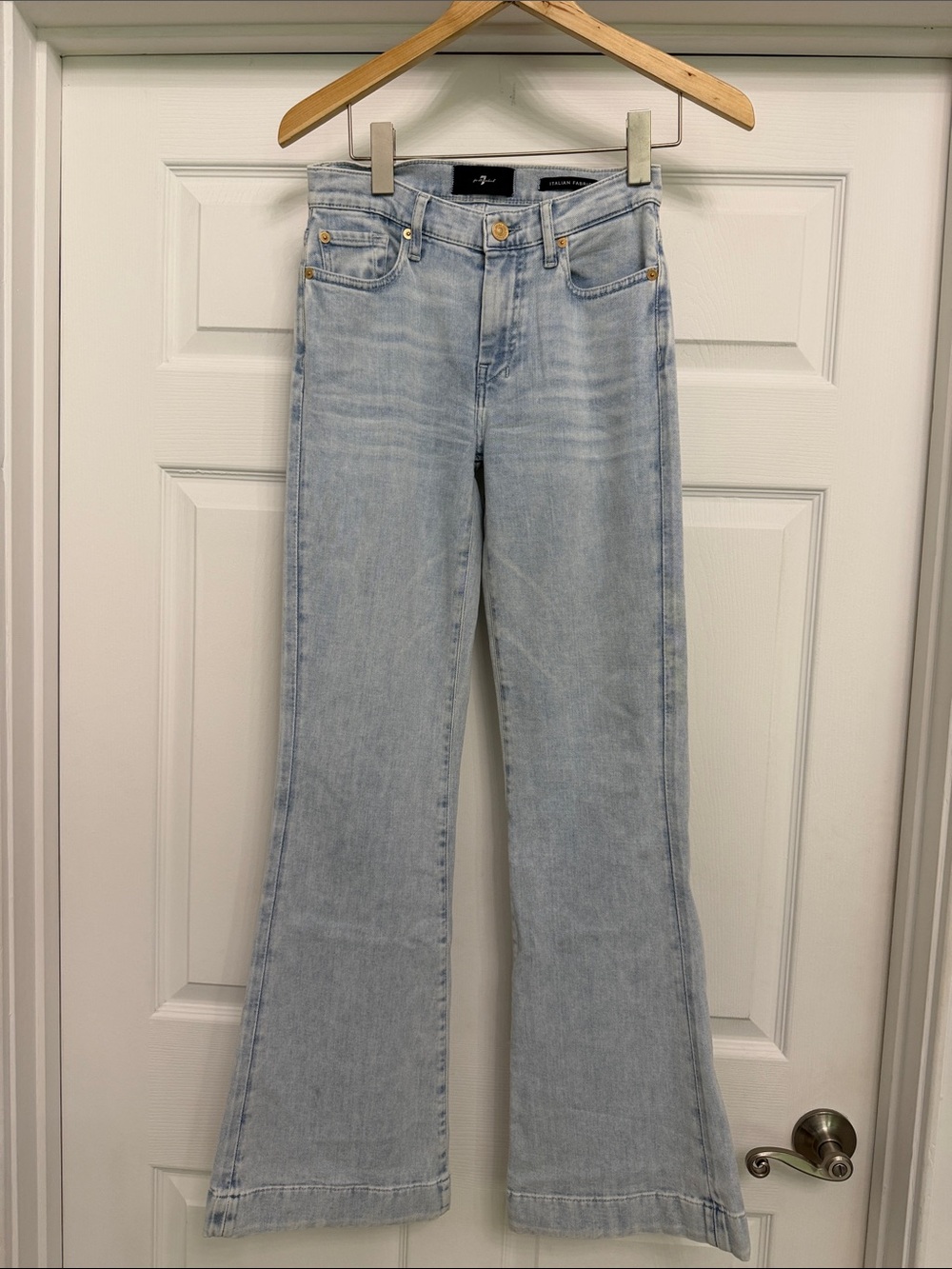 7 For All Mankind Light Blue Wide-Leg Flare Jeans